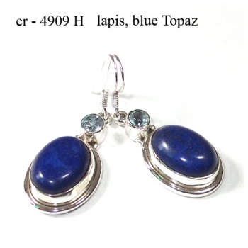 Casual wear two stone blue stone sterling silver drop earrings